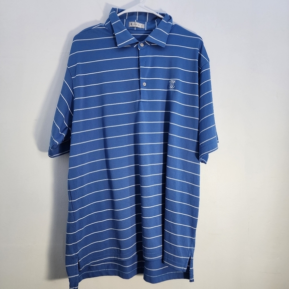Peter Millar Size XL Blue Striped Polo Shirt - Picture 1 of 5